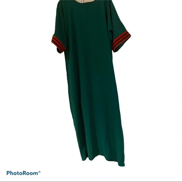 Vintage  Runway Luxury Fashion Red green kaftan dress Sz L - Picture 4 of 16